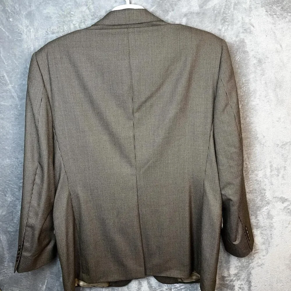 Jos A Bank Signature Collection Mens Blazer 46L Houndstooth Wool Sports‎ Jacket